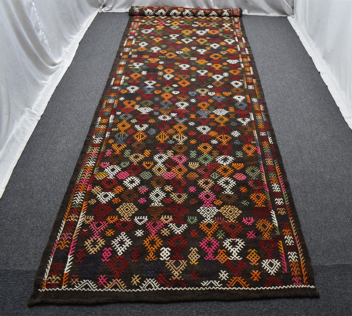 El Dokuma Otantik Yekpare Dikişsiz Battal Boy Yolluk Yün Kilim 6335