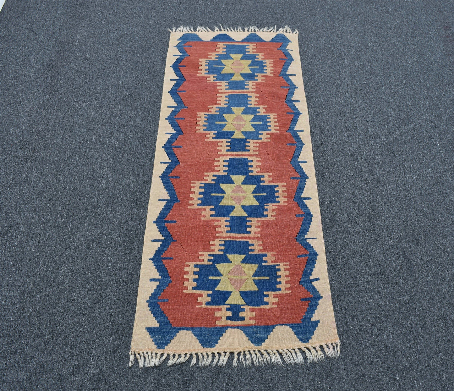 El Dokuma Zarif Renkli Pamukkale Denizli Yün Kilim 6338