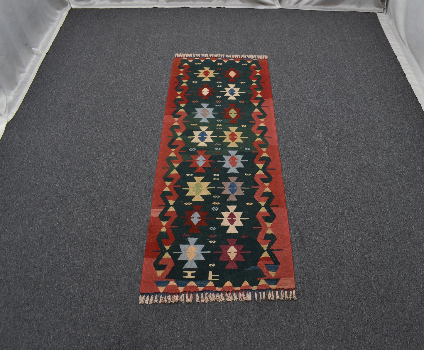 El Dokuma Otantik Mini Yolluk Yün Kilim 6348