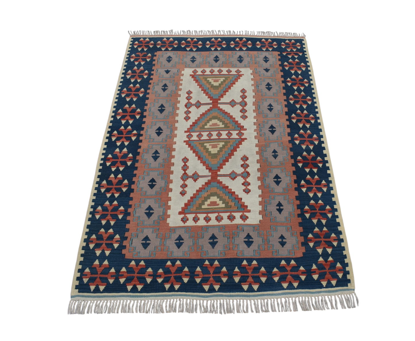 Vintage El Dokuma Şaheser Pastel Balıkesir Yün Kilim 6349