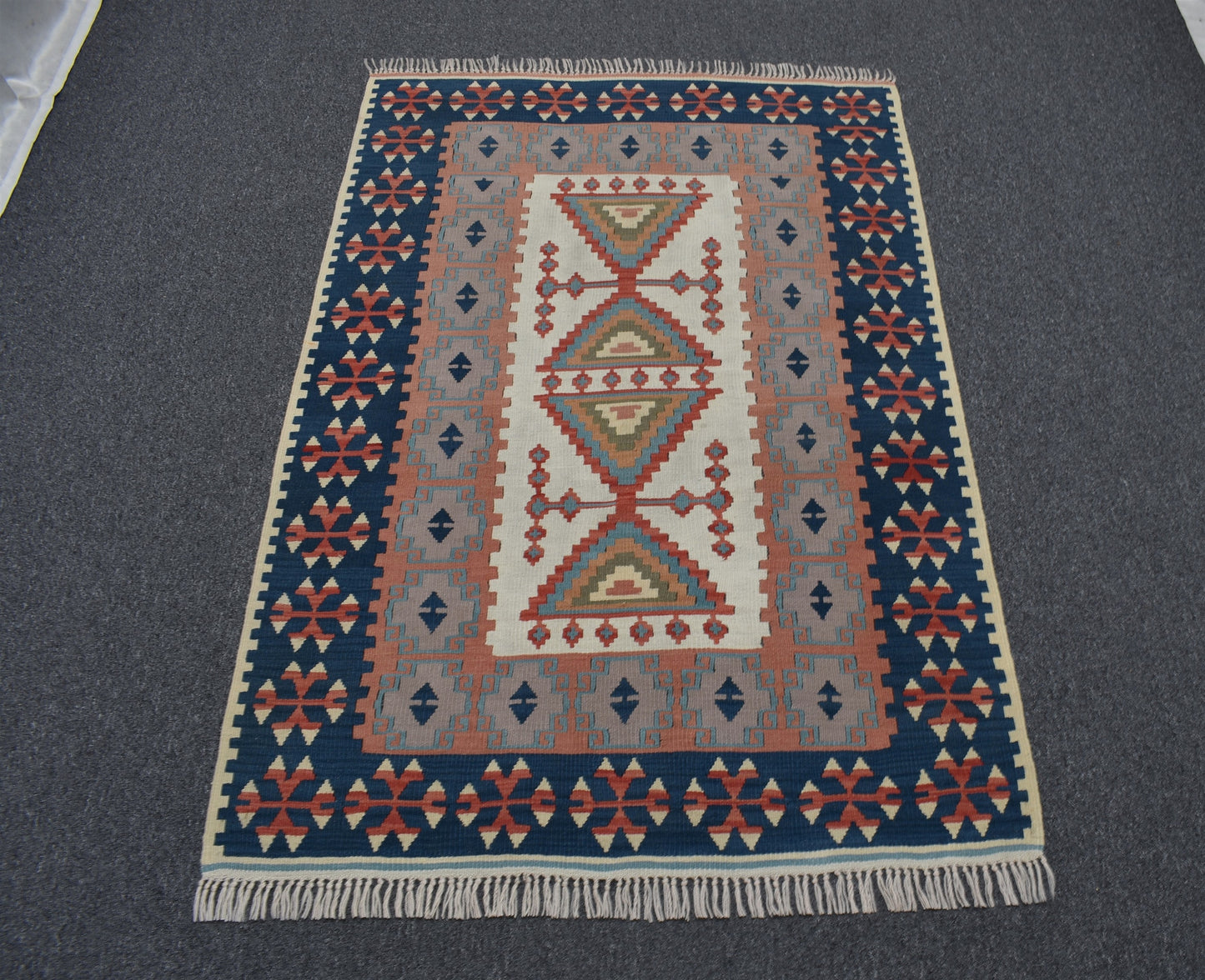 Vintage El Dokuma Şaheser Pastel Balıkesir Yün Kilim 6349