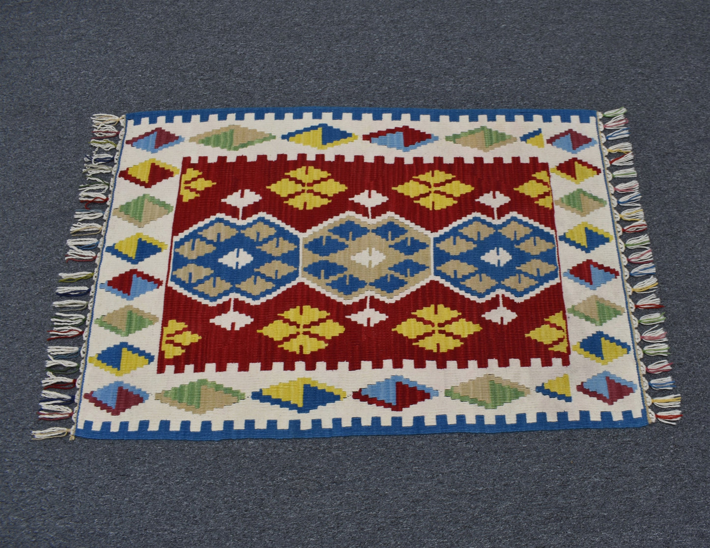 Yeni El Dokuma Göbekli Kırmızı Pınarbaşı Kayseri Yün Kilim 6351
