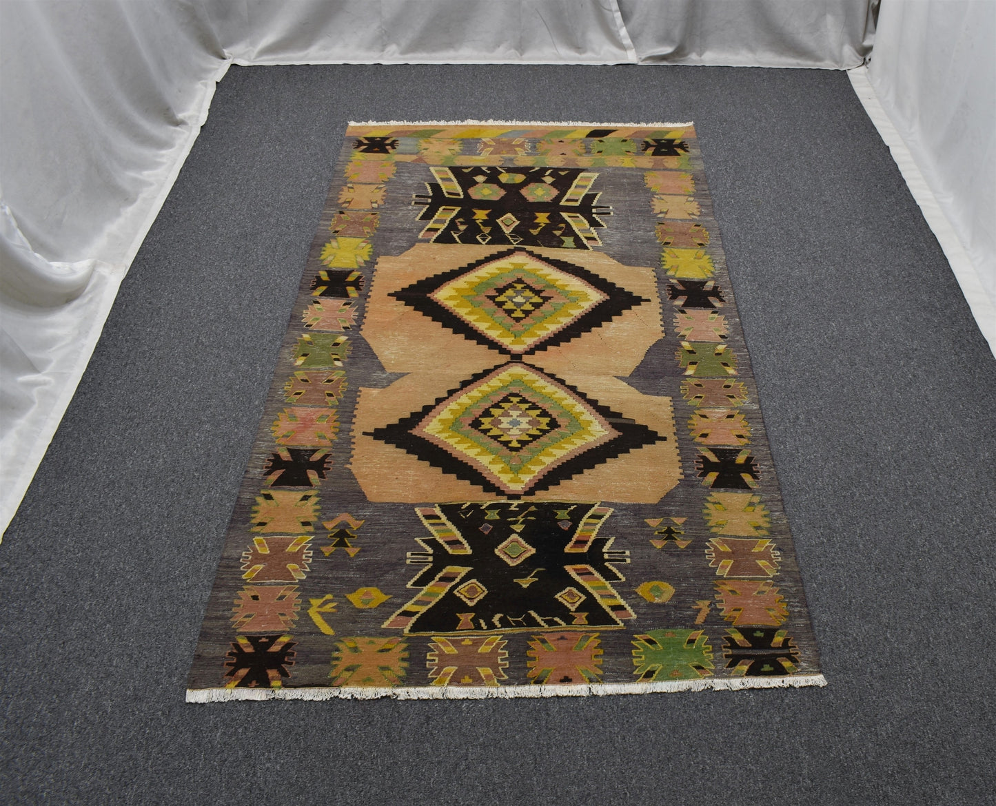 Antika El Dokuma Otantik Meşhed İran Cerit Yörükleri Yün Kilim 6355