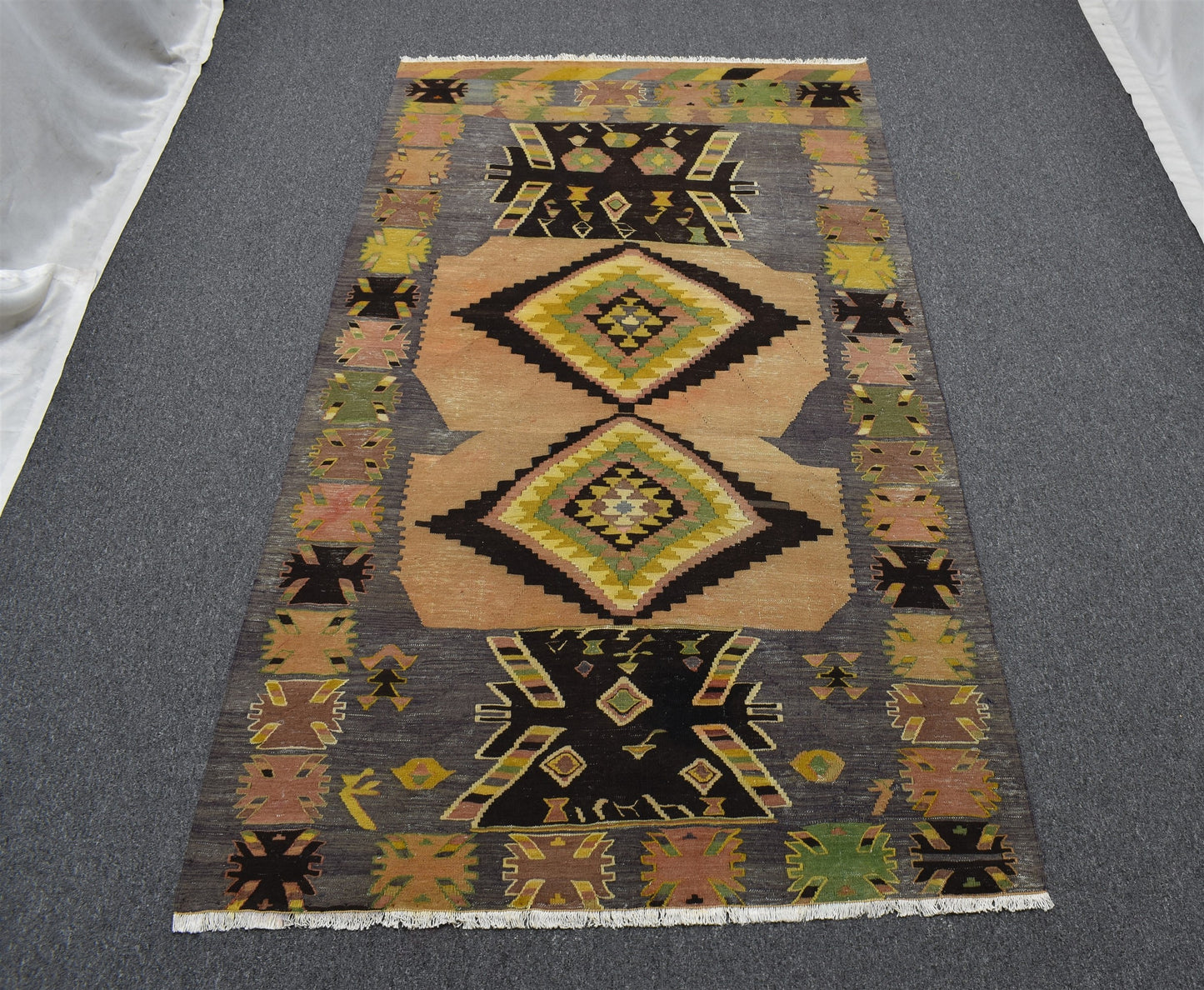 Antika El Dokuma Otantik Meşhed İran Cerit Yörükleri Yün Kilim 6355