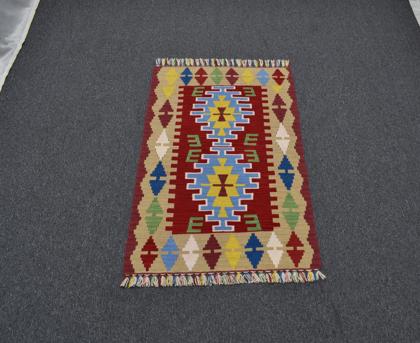Yeni El Dokuma Kırmızı Kayseri Yün Kilim 6358