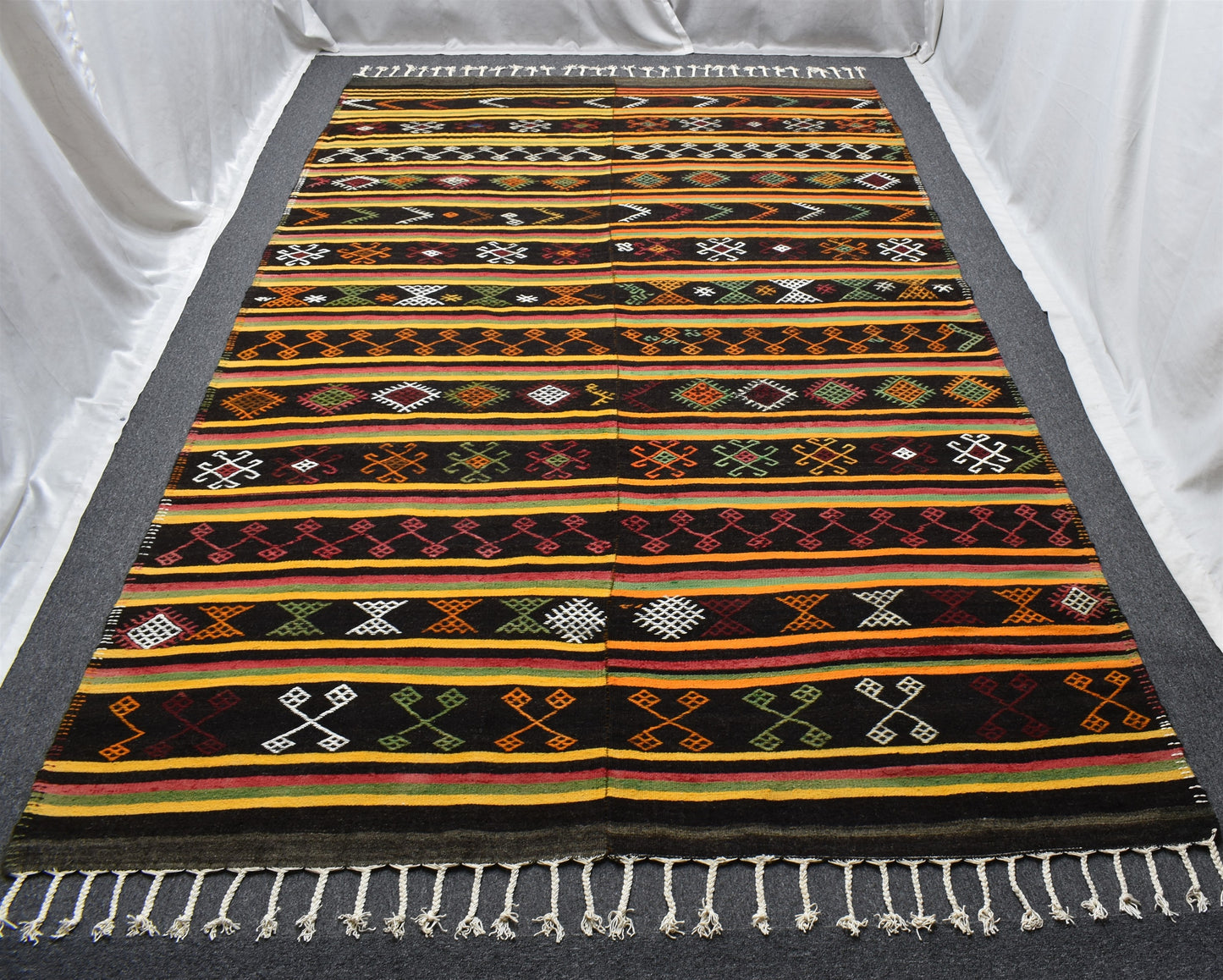 El Dokuması Doğal Devasa Karapınar Yörük Yün Kilim 6366