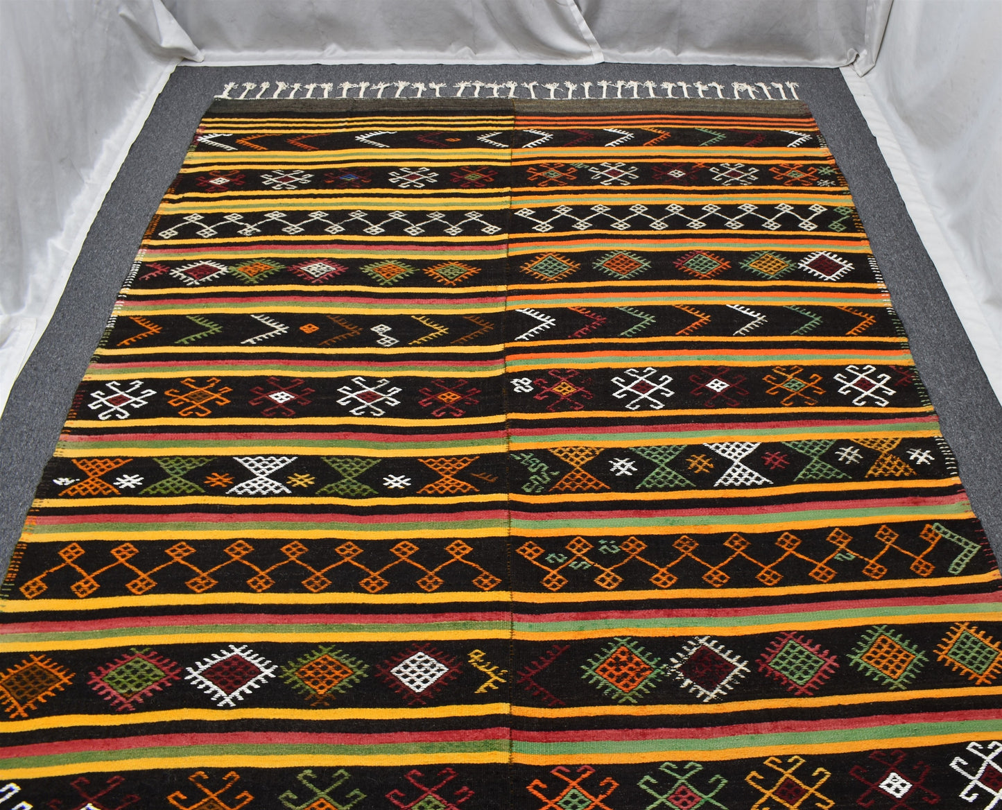 El Dokuması Doğal Devasa Karapınar Yörük Yün Kilim 6366