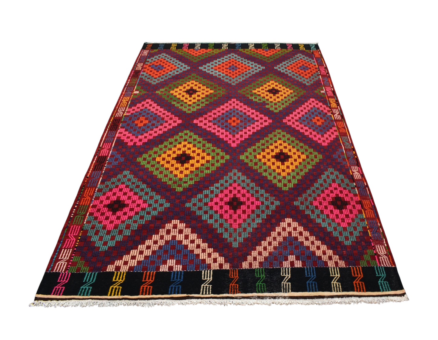 Yeni El Dokuması Benzersiz Bergama İzmir Yörük Yün Cecim Kilim 6374