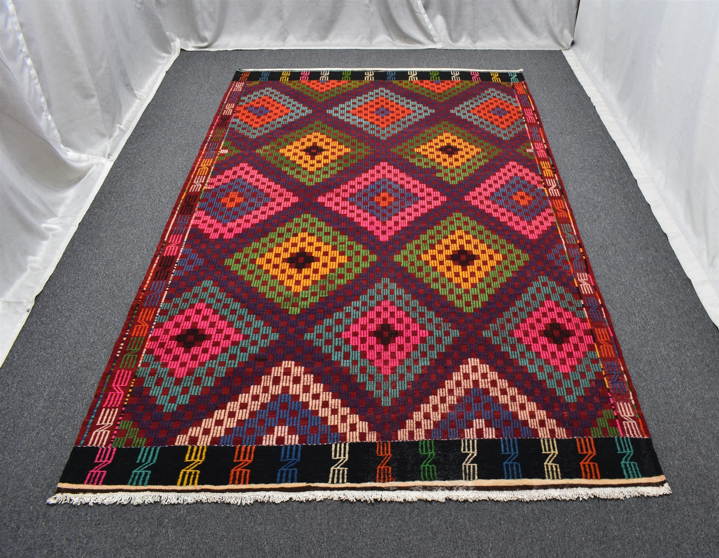 Yeni El Dokuması Benzersiz Bergama İzmir Yörük Yün Cecim Kilim 6374
