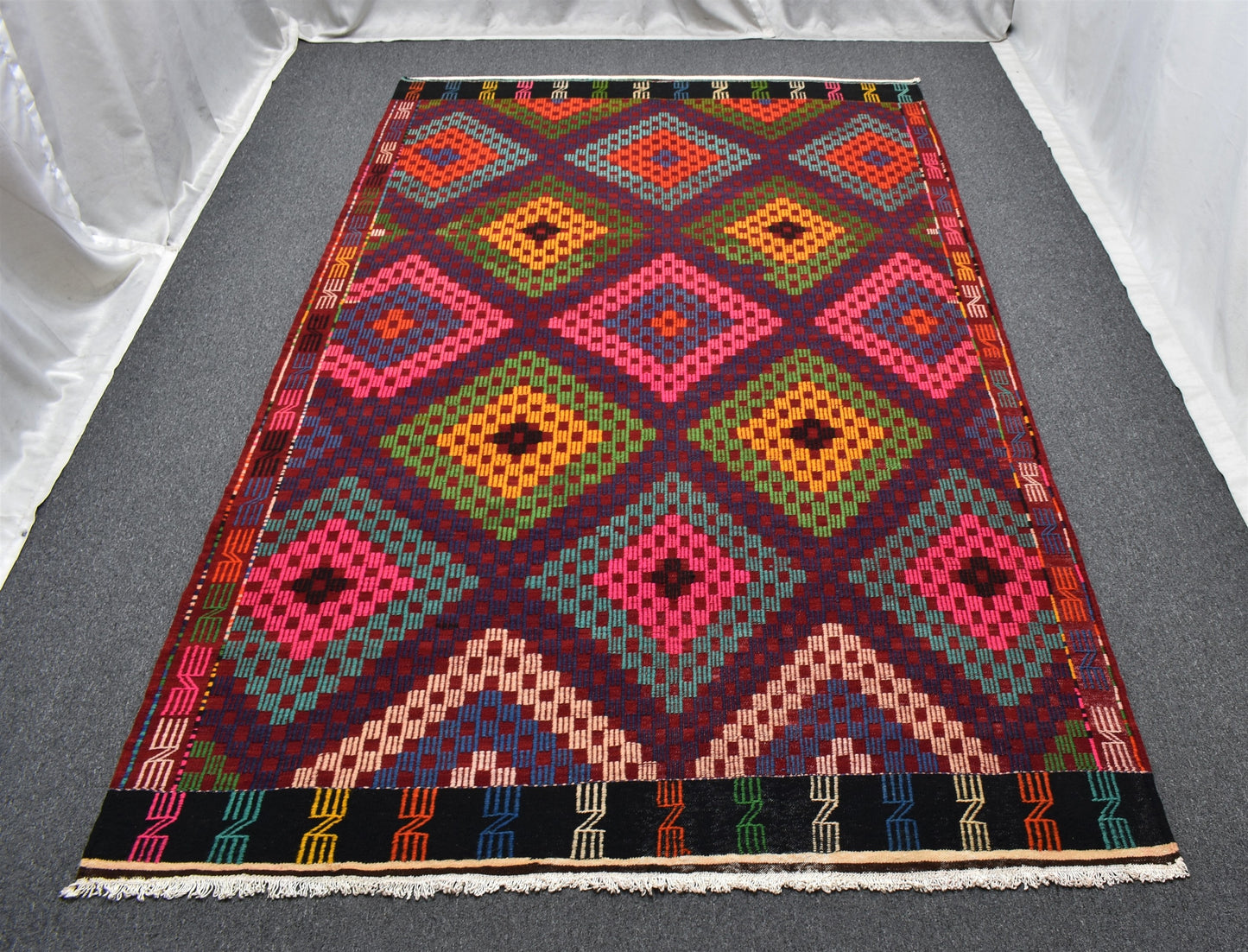 Yeni El Dokuması Benzersiz Bergama İzmir Yörük Yün Cecim Kilim 6374