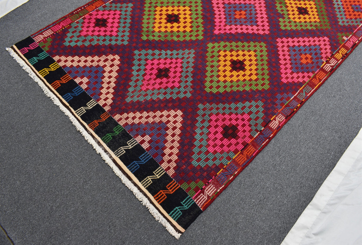 Yeni El Dokuması Benzersiz Bergama İzmir Yörük Yün Cecim Kilim 6374