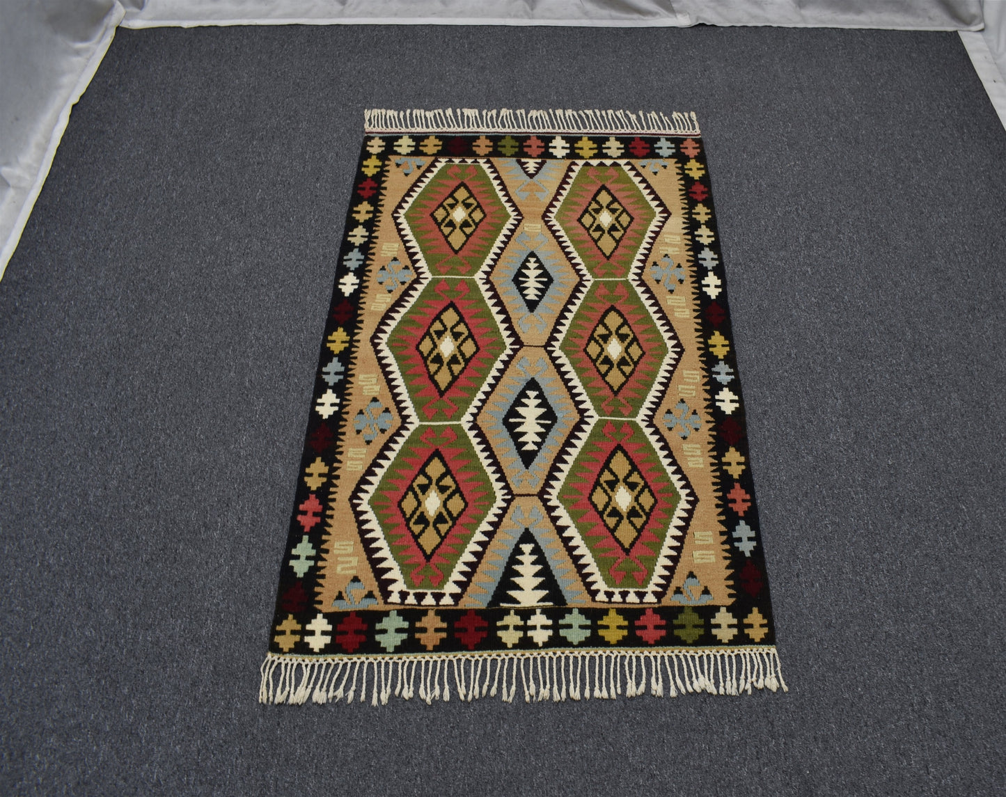 Yeni El Dokuma Şaheser Kula İzmir Yün Kilim 6377