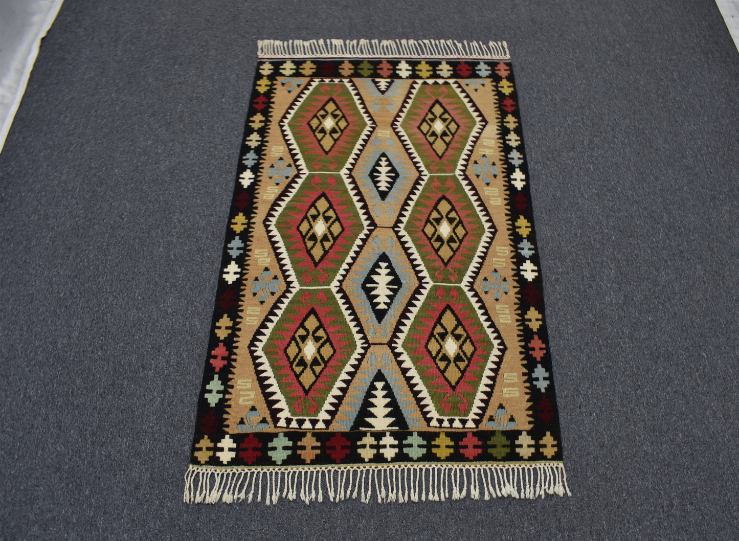 Yeni El Dokuma Şaheser Kula İzmir Yün Kilim 6377