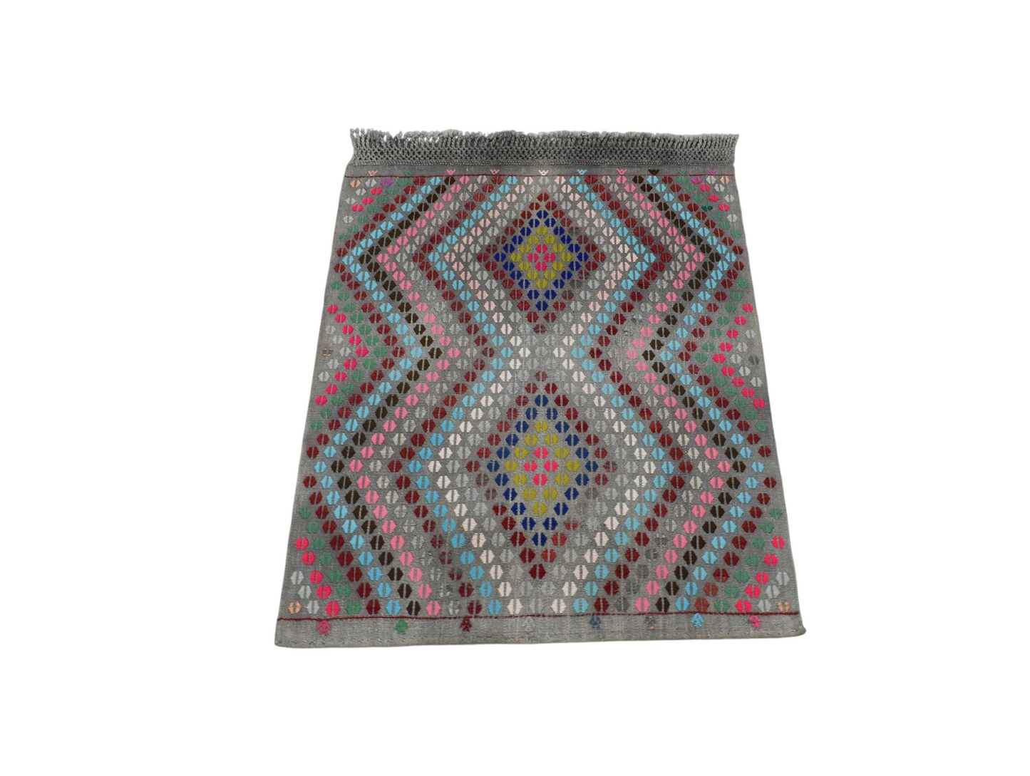 El Dokuma Renkli Çumra Yörük Pamuklu Yün Kilim 6384