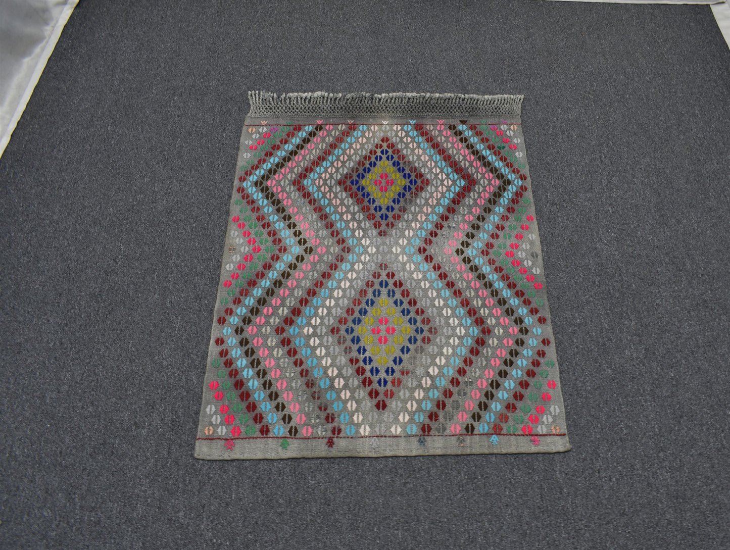 El Dokuma Renkli Çumra Yörük Pamuklu Yün Kilim 6384