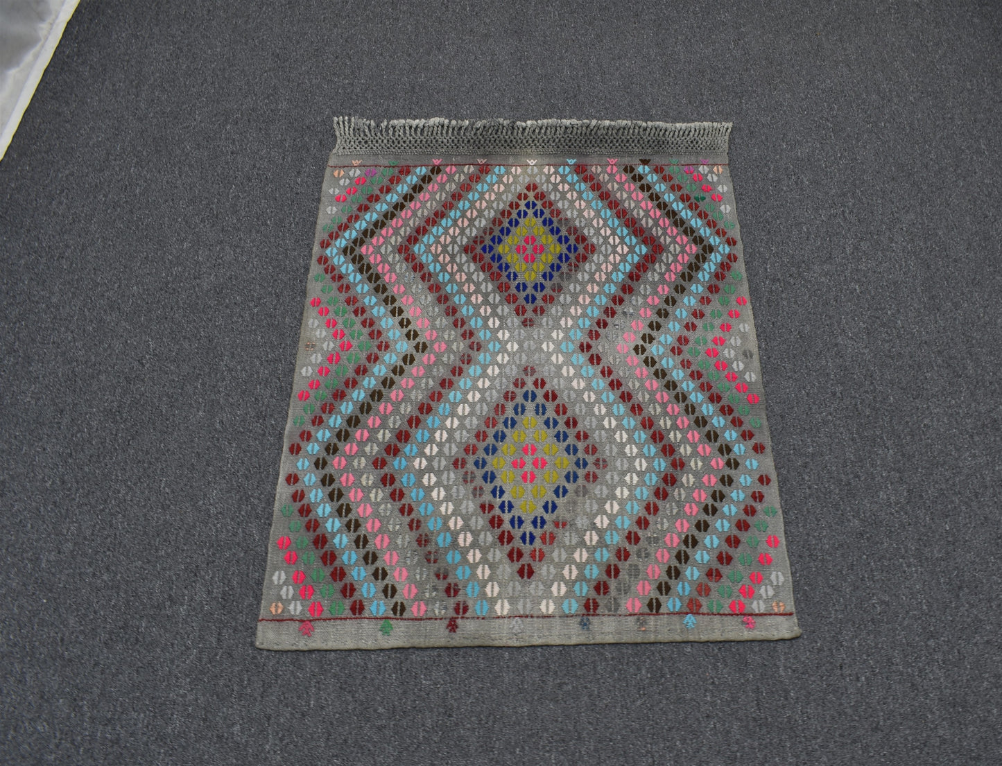 El Dokuma Renkli Çumra Yörük Pamuklu Yün Kilim 6384