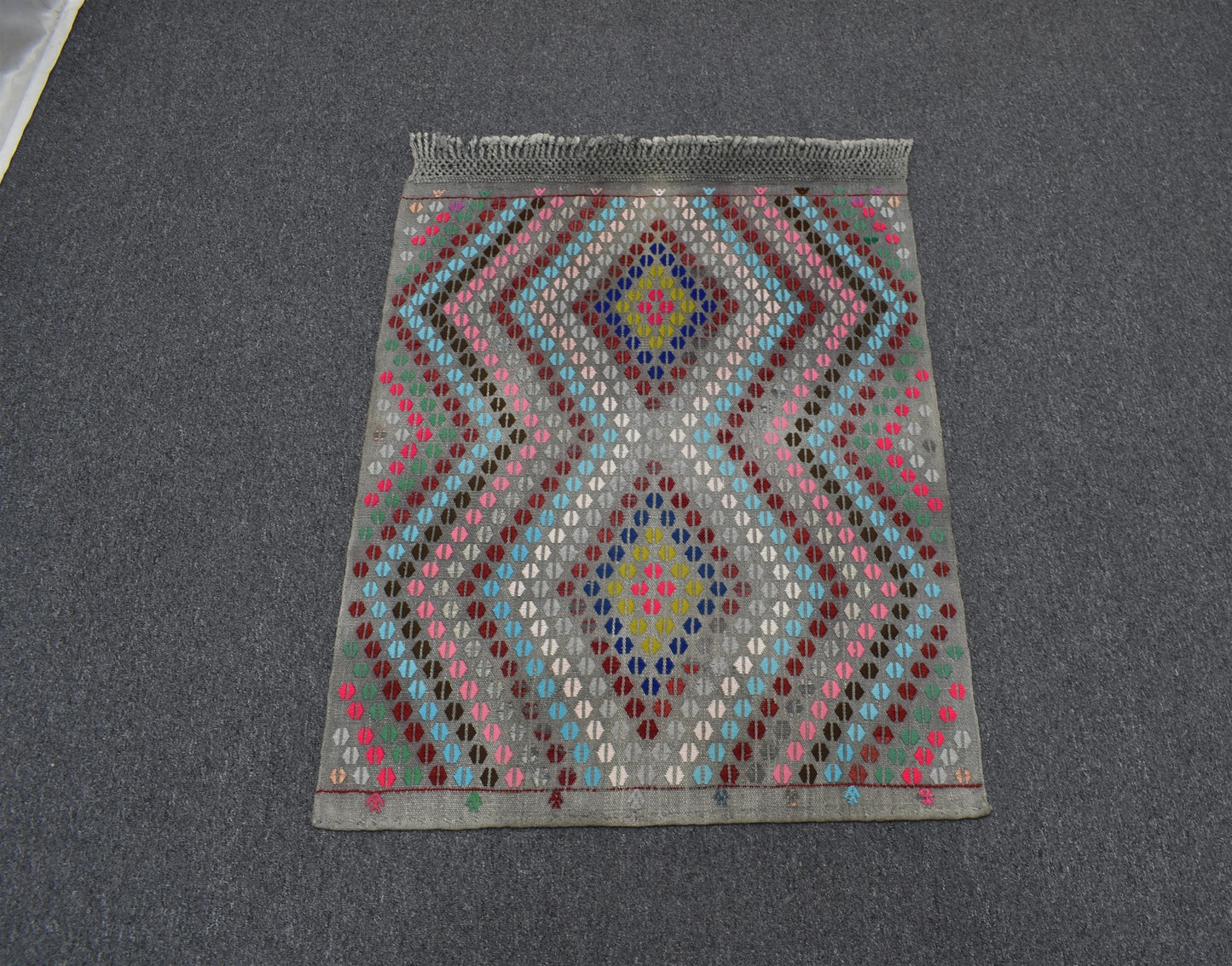 El Dokuma Renkli Çumra Yörük Pamuklu Yün Kilim 6384