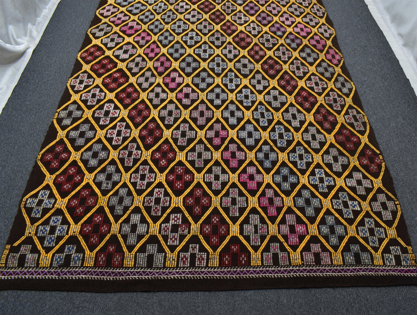 El Dokuması Otantik Enfes Karapınar Yörük Yün Cecim Kilim 6385