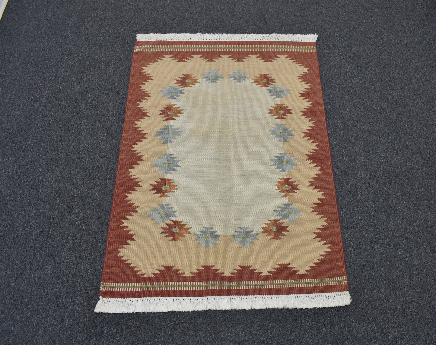 El Dokuma Modern Benzersiz Pastel Yün Kilim 6388