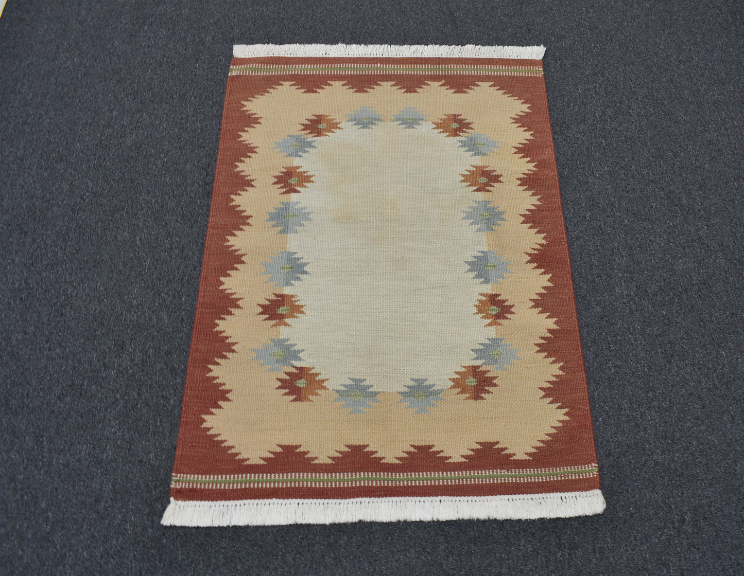 El Dokuma Modern Benzersiz Pastel Yün Kilim 6388