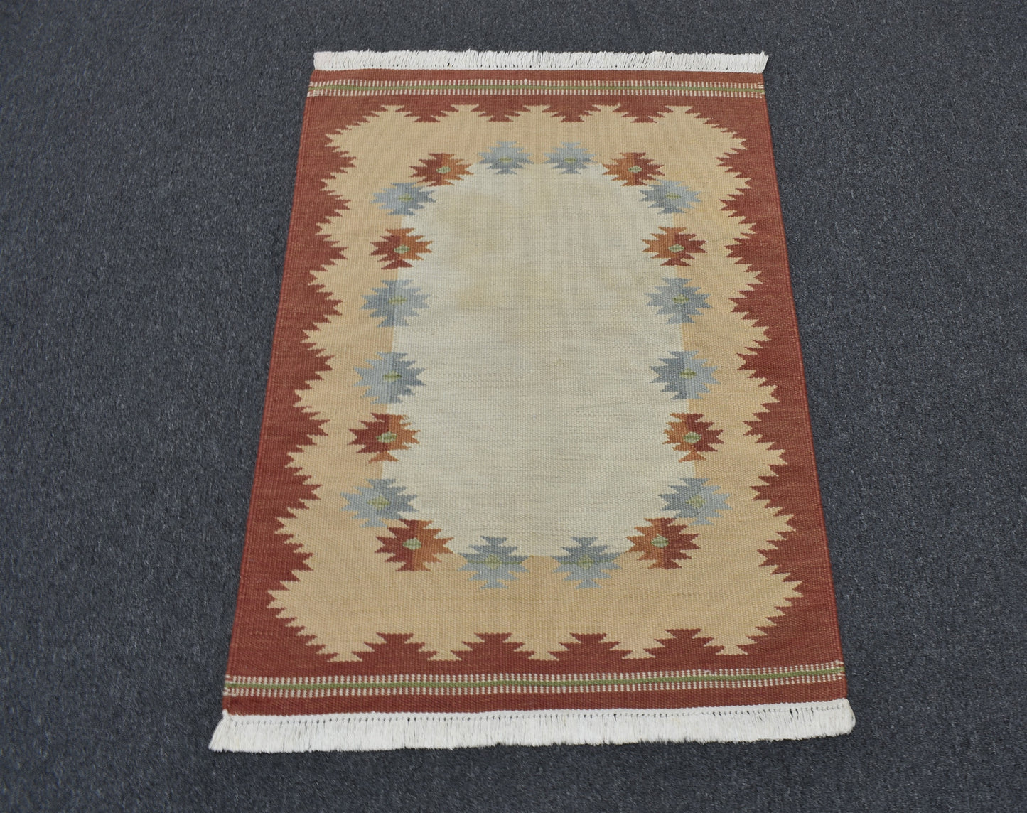 El Dokuma Modern Benzersiz Pastel Yün Kilim 6388