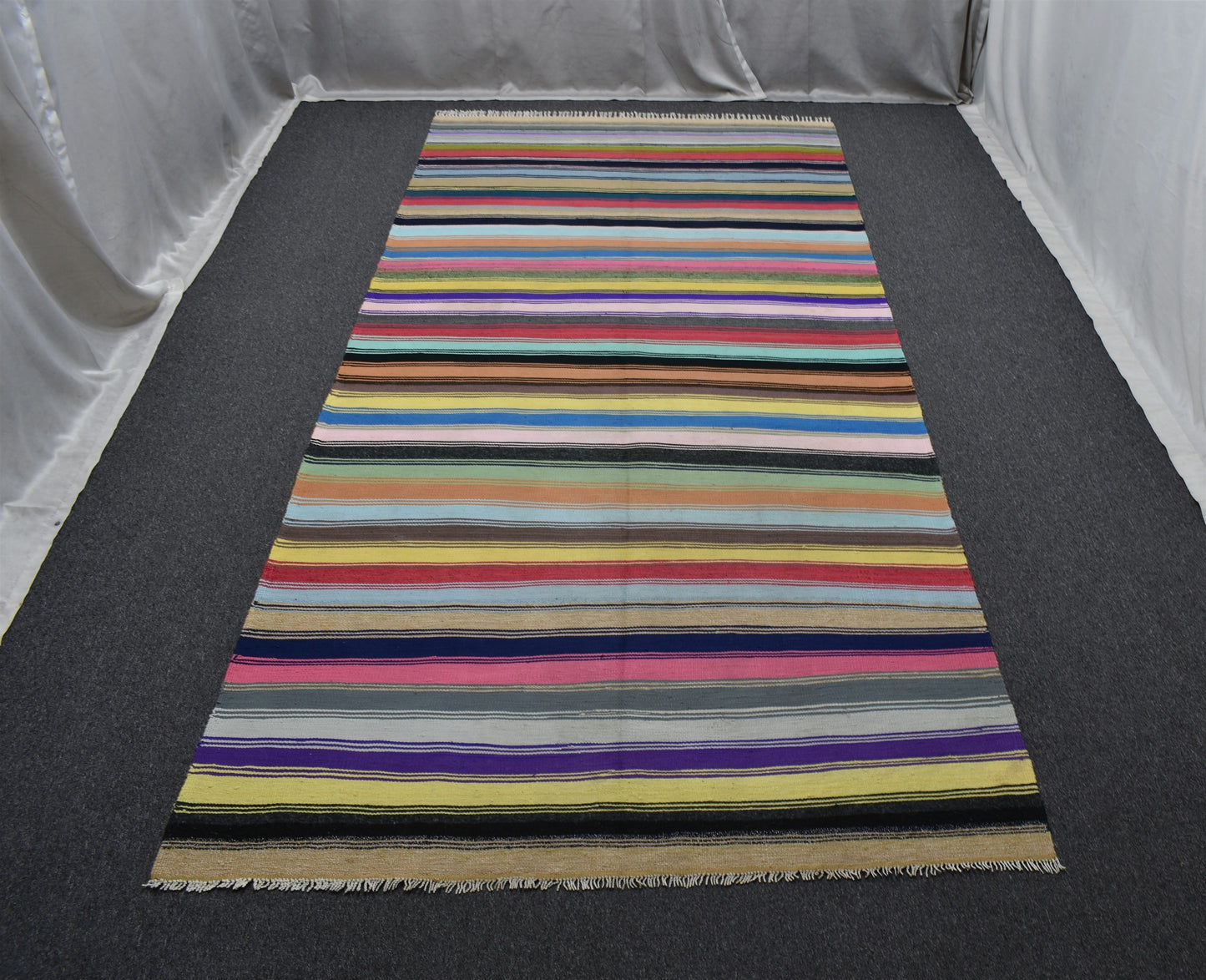 Yeni El Dokuma Capcanlı Renkli Bukleli Pamuklu Kilim 6392