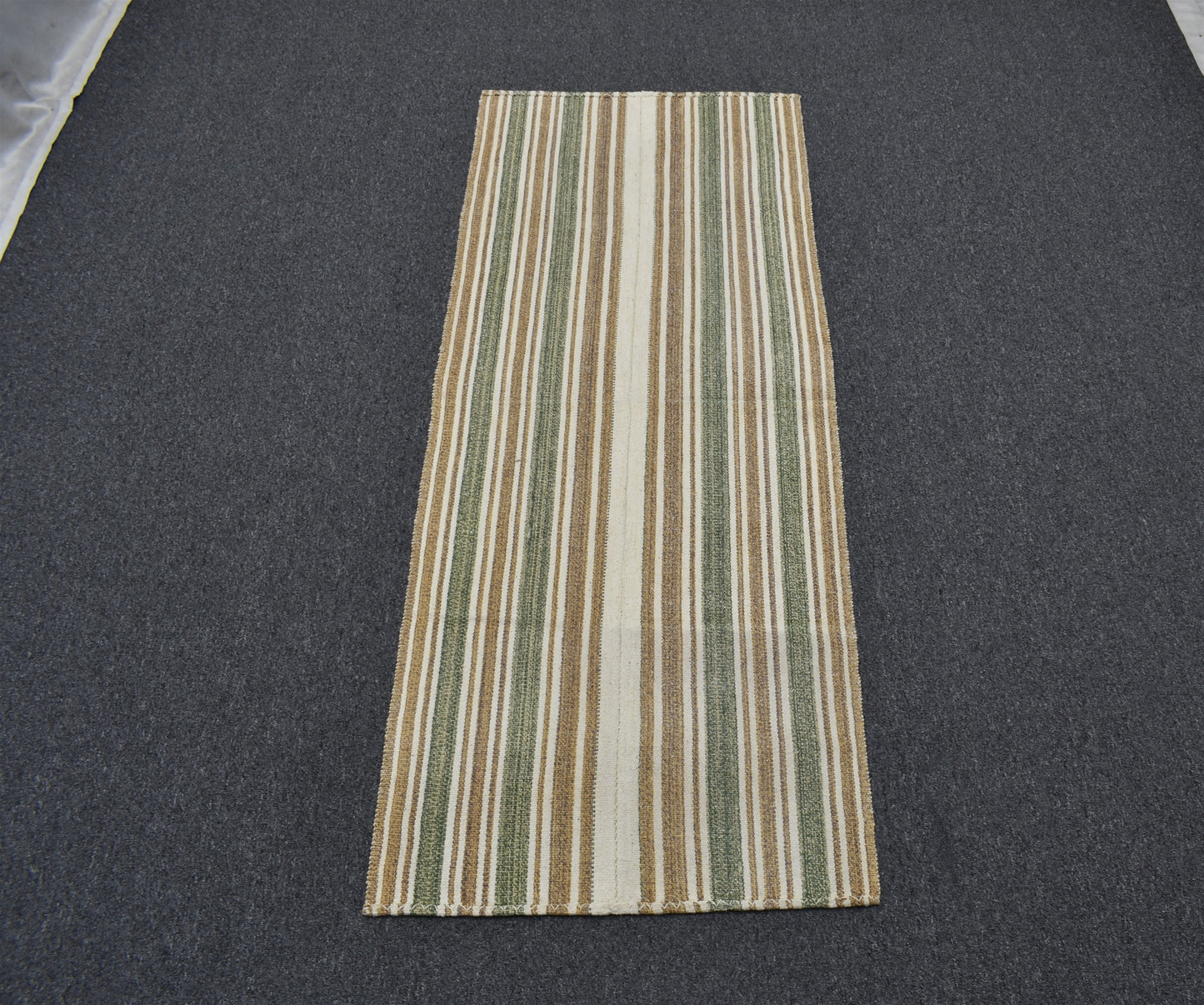 Yeni El Dokuma Nadide Ak Pamuklu Yörük Yün Yolluk Kilim 6395