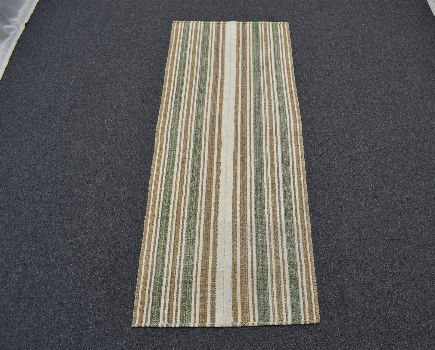 Yeni El Dokuma Nadide Ak Pamuklu Yörük Yün Yolluk Kilim 6395