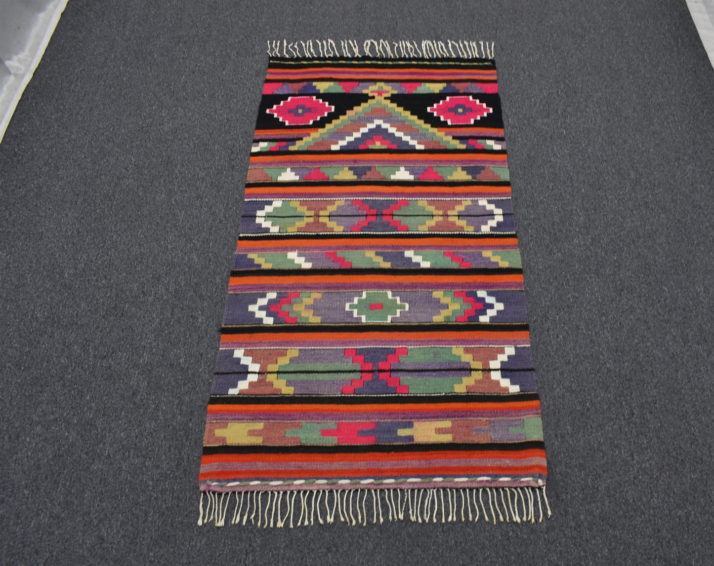 El Dokuma Renkli Otantik Şaheser Malatya Yün Kilim 6399