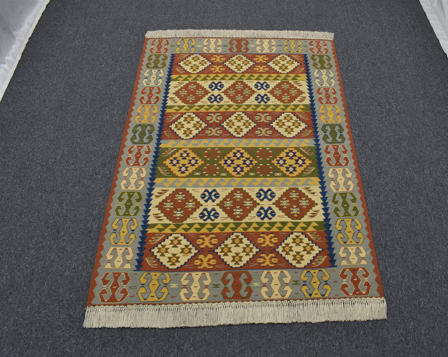 Yeni El Dokuma Otantik Ender Balıkesir Yörük Yün Kilim 6404