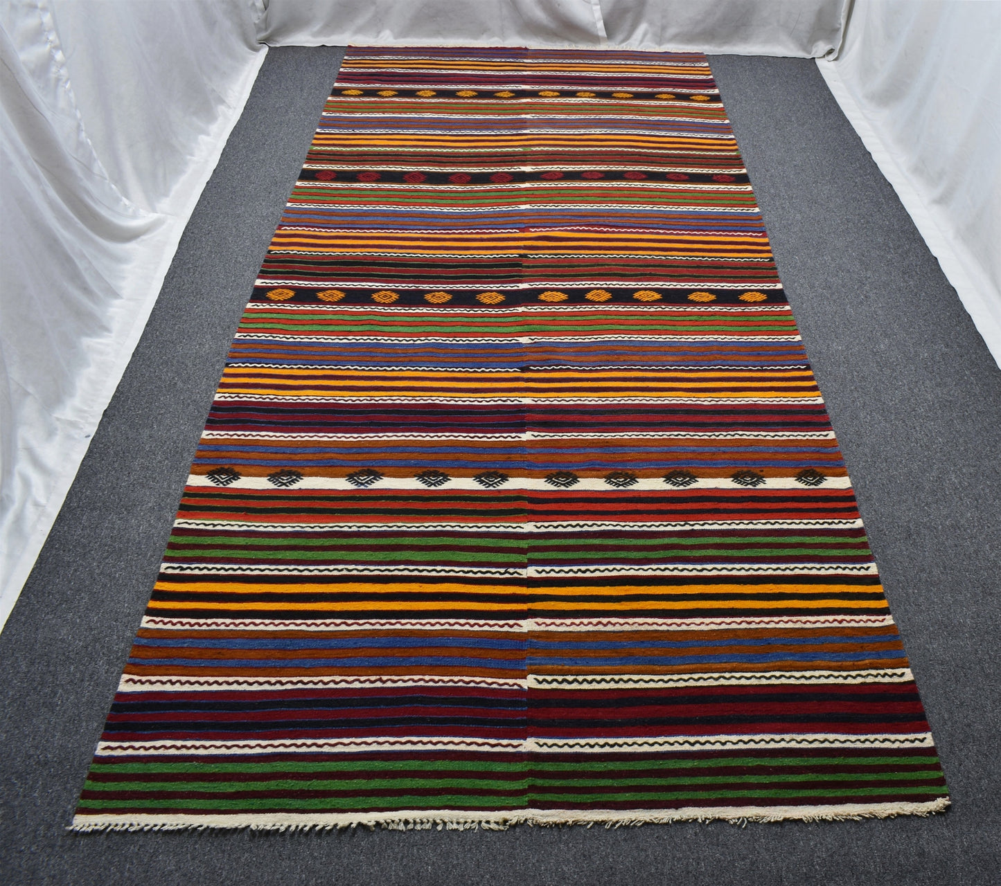 El Dokuma İhtişamlı Otantik Sivas Yün Kilim 6409