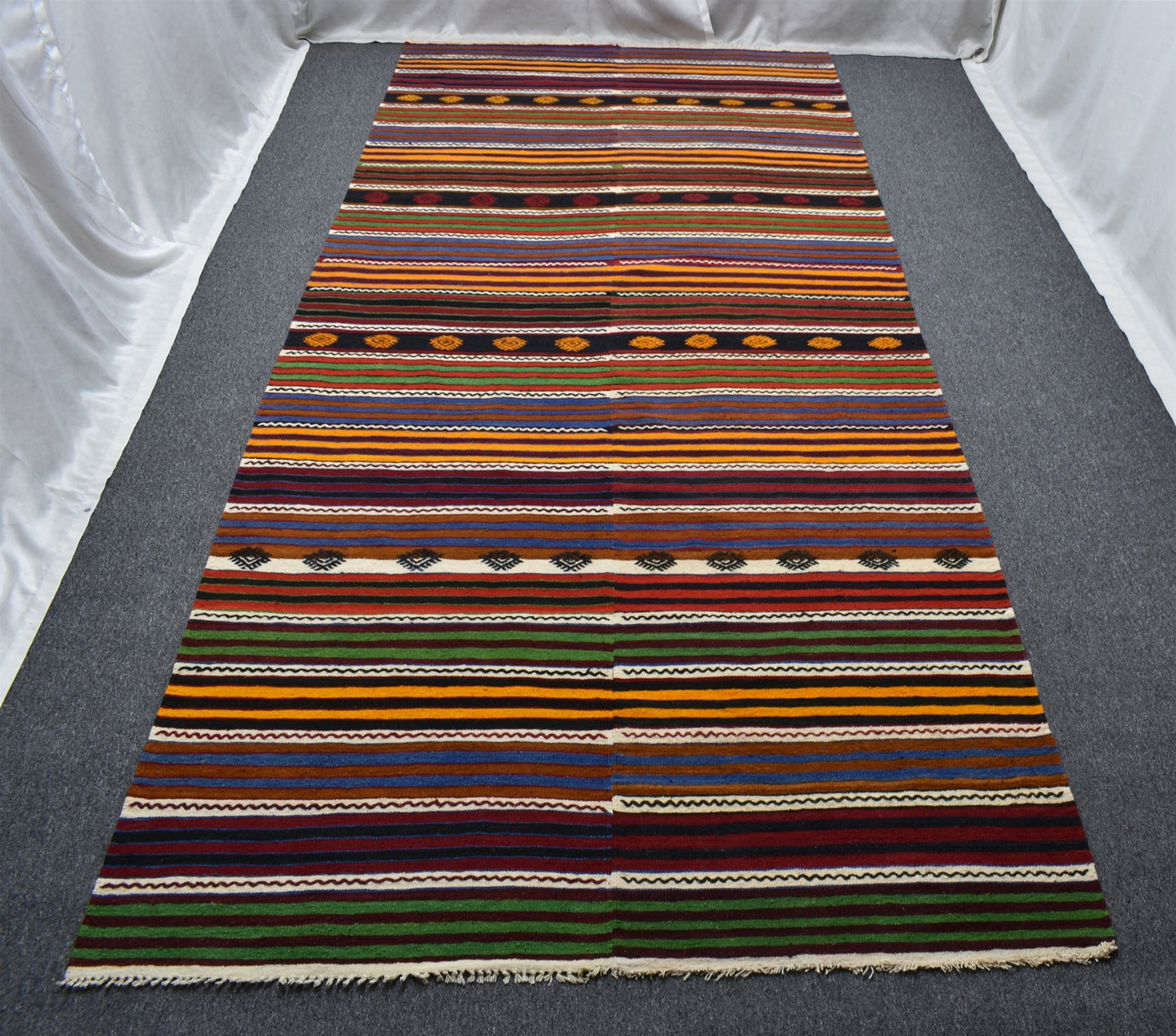 El Dokuma İhtişamlı Otantik Sivas Yün Kilim 6409
