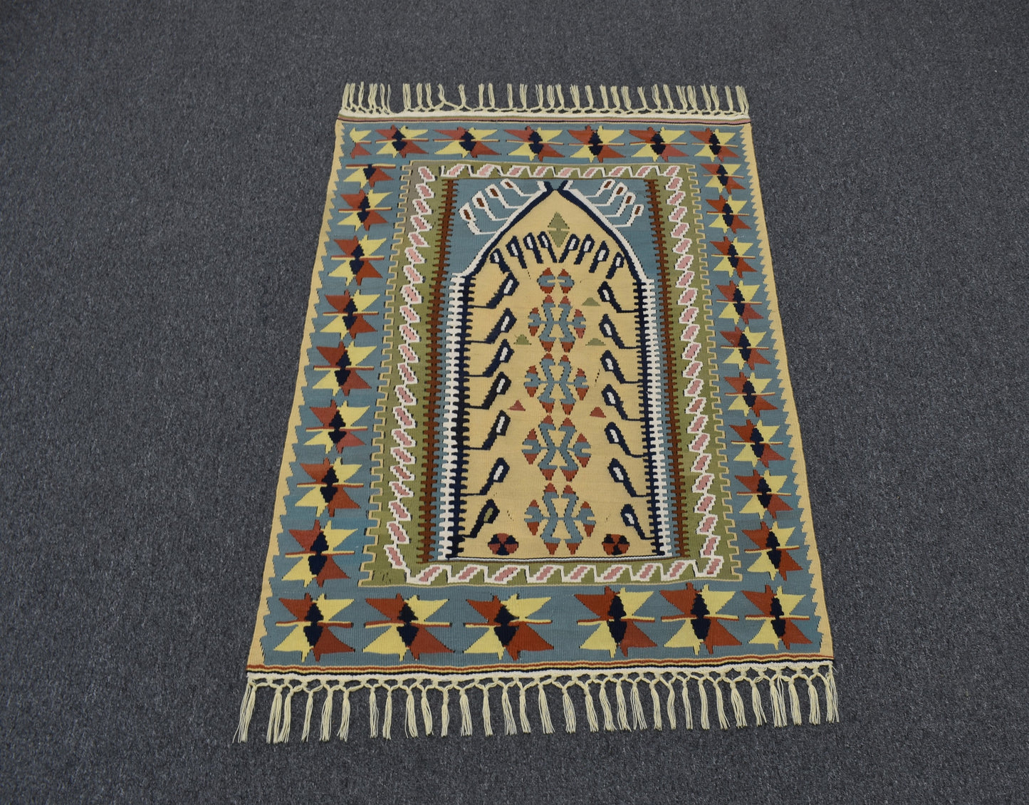 Yeni El Dokuma Benzersiz Kayseri Pamuklu Yün Kilim 6411
