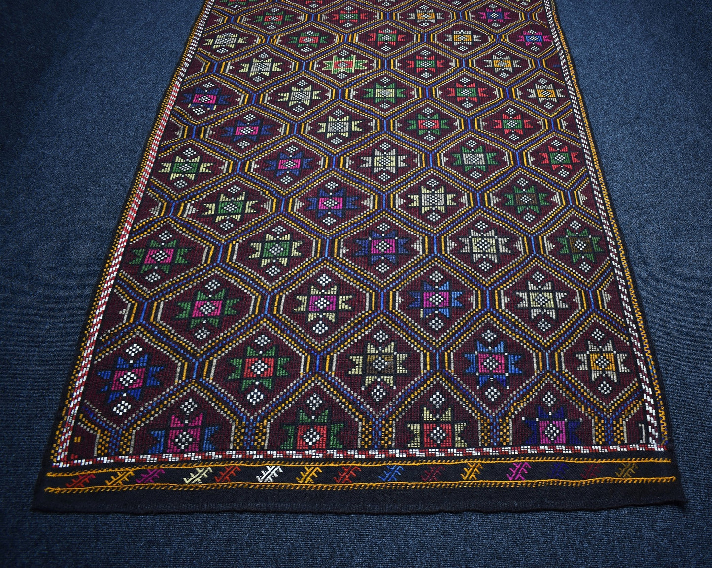 El Dokuması Otantik Karapınar Yekpare Yörük Yün Cecim Kilim 6936