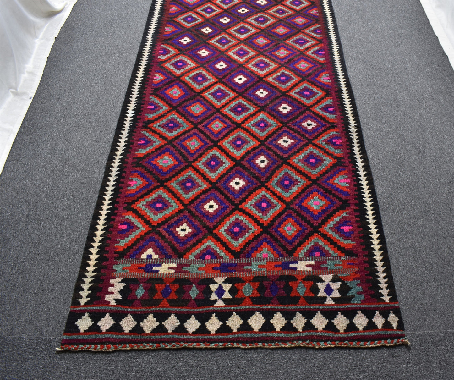 Yeni El Dokuma Benzersiz Geometrik Herki Yolluk Yün Kilim 7101