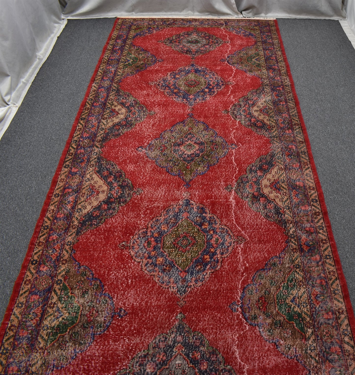 Vintage El Dokuma Bulunmaz Mevlana Sille Konya Yolluk Yün Halı 7180