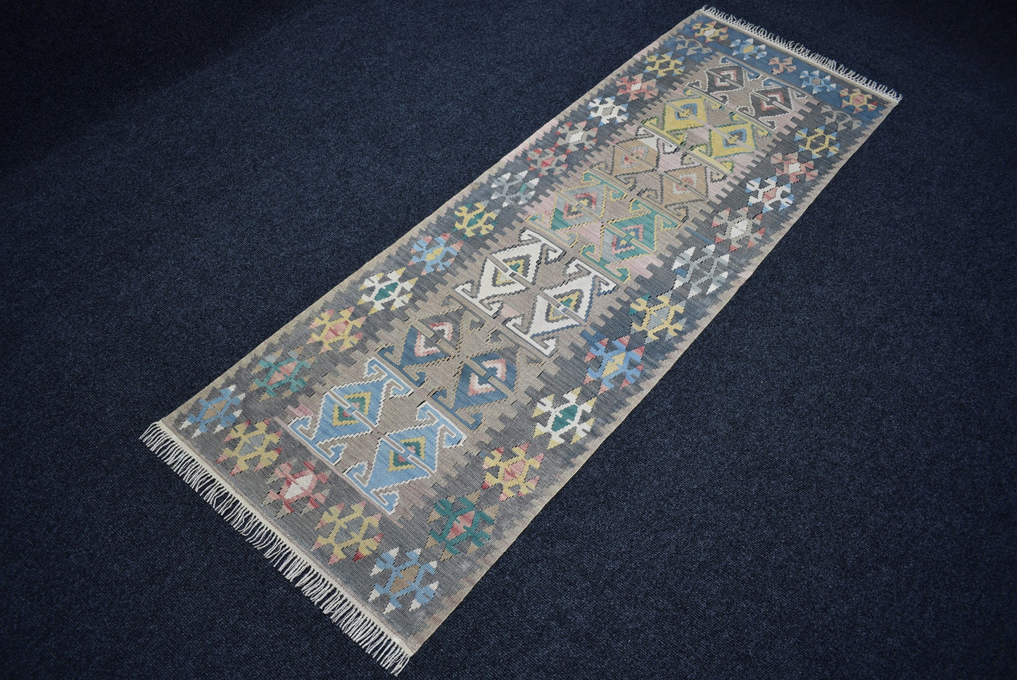 Vintage El Dokuma Nadir Pastel Sarız Kayseri Yün Yolluk Kilim 7190