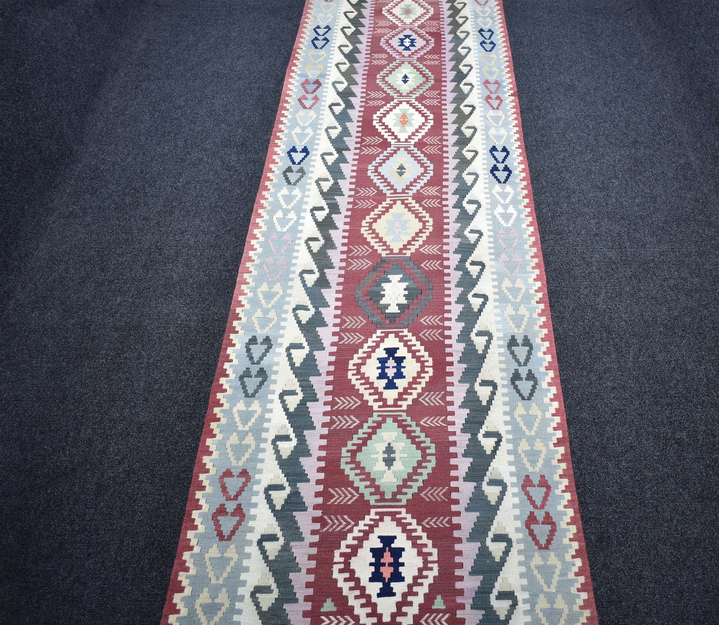 Vintage El Dokuma Pastel Pınarbaşı Kayseri Yolluk Yün Kilim 7215