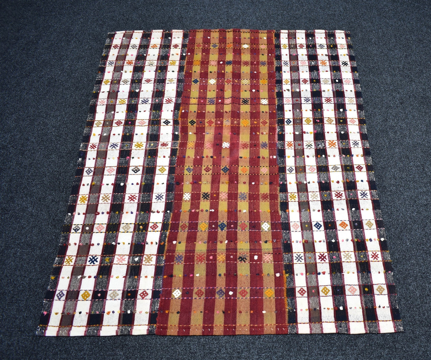 Vintage El Dokuma Otantik Reyhanlı Adana Pamuklu Yün Kilim 7265