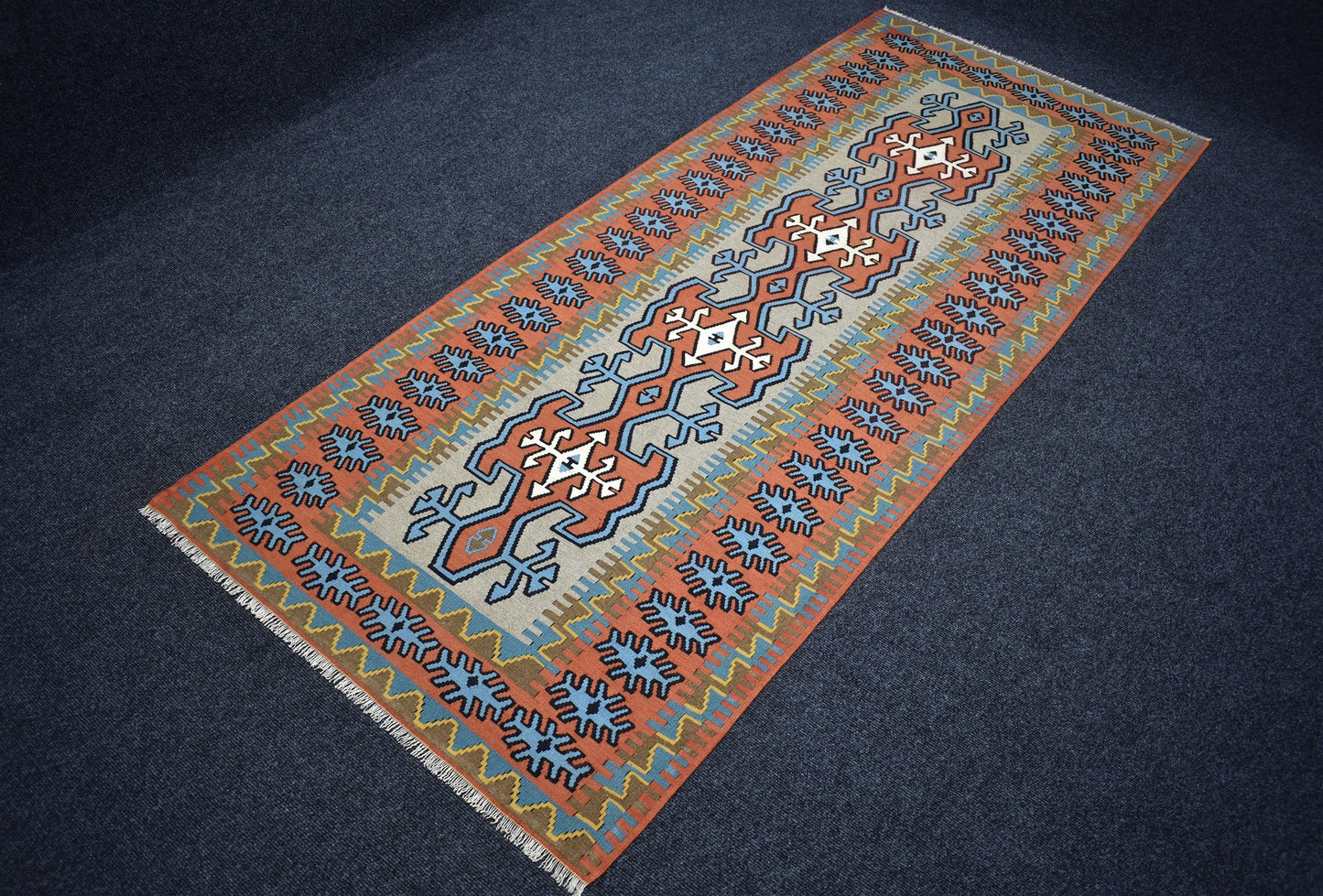 Yeni El Dokuma Nadir Çumra Konya Yörük Yün Kilim 7339