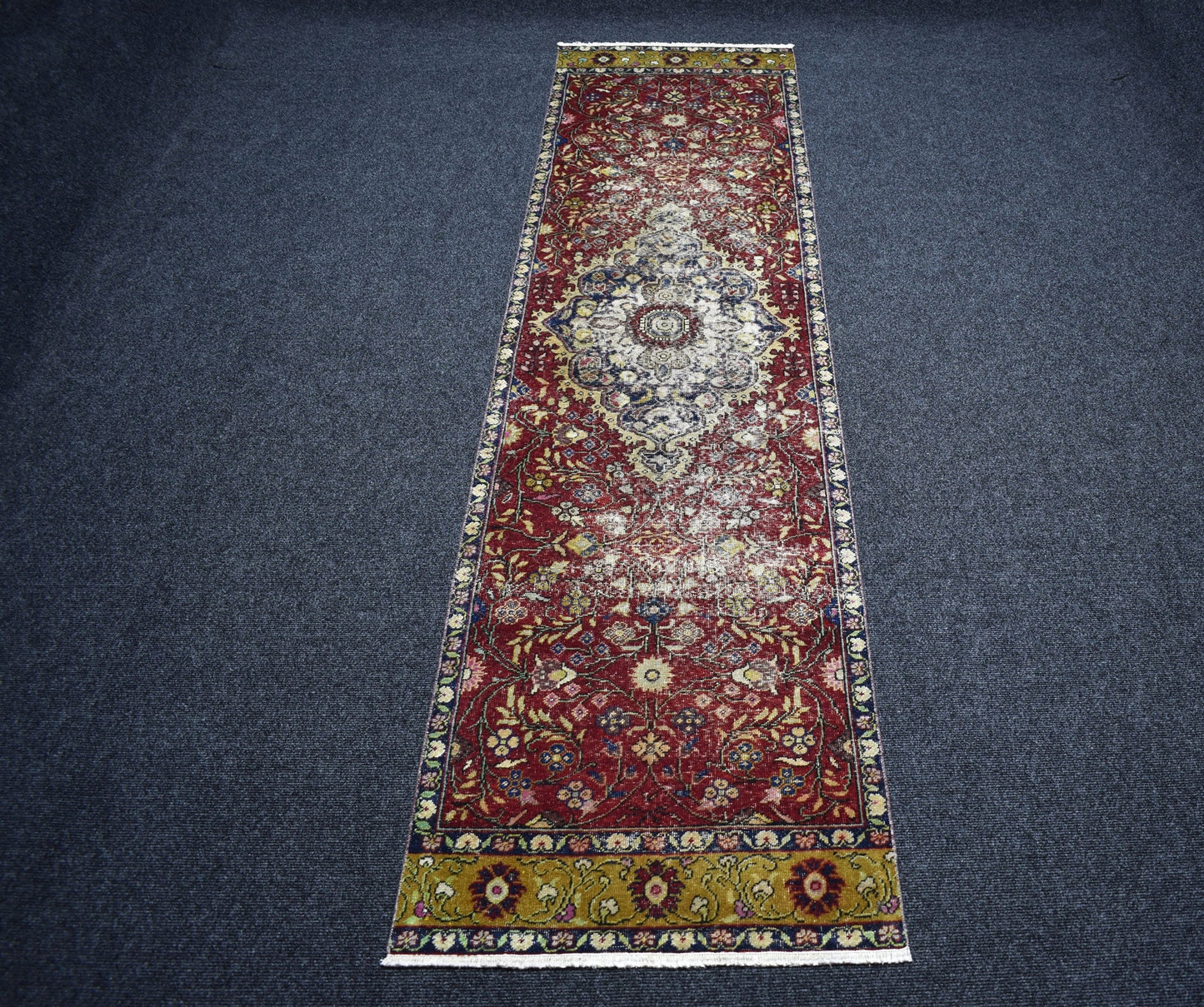 Vintage El Dokuma Ender Kayseri Yün Yolluk Halısı 7373