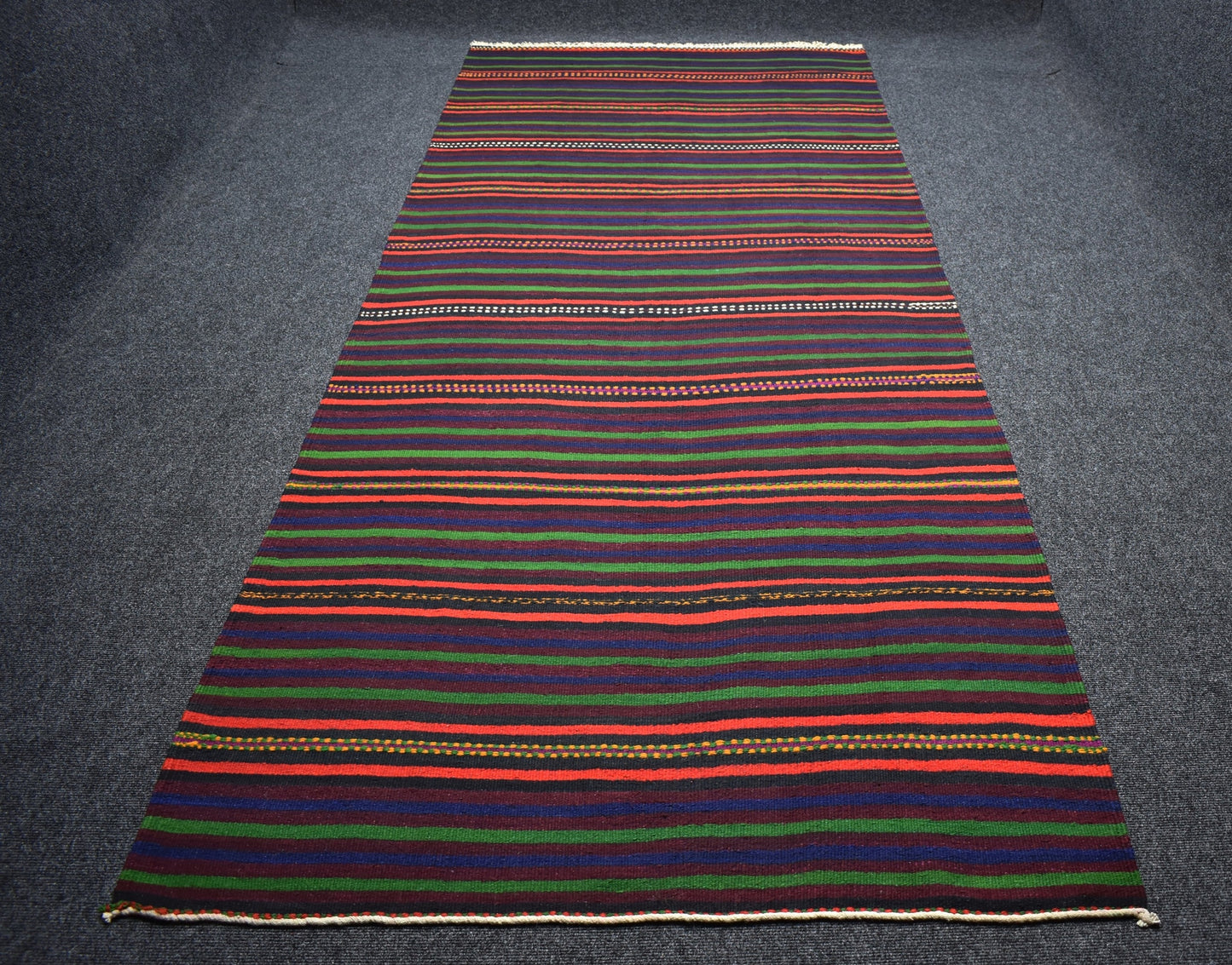Yeni El Dokuması Yekpare Başyapıt Çubuklu Konya Karaman Yün Kilim 7418