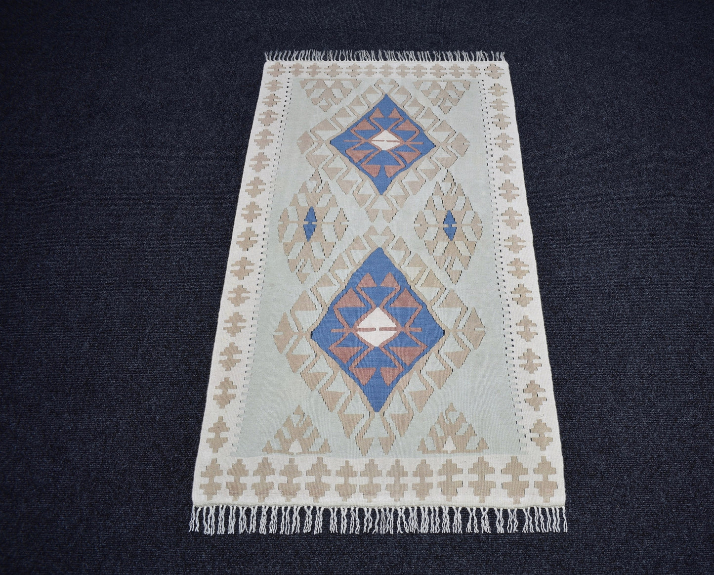 Vintage El Dokuma Nadir Pastel Sarız Kayseri Yün Kilim 7448