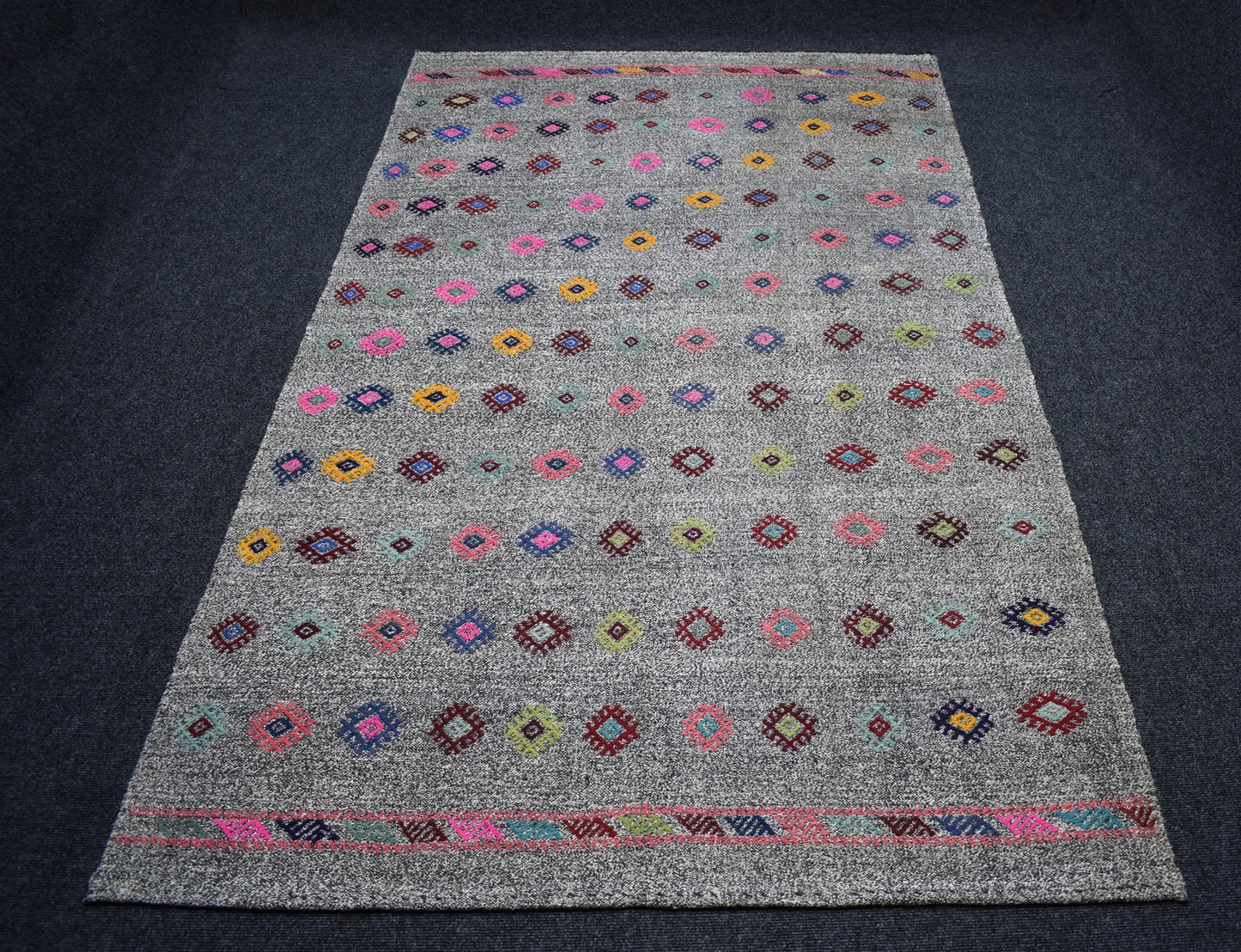 El Dokuma Ender Pamuklu Yün Kilim 7492