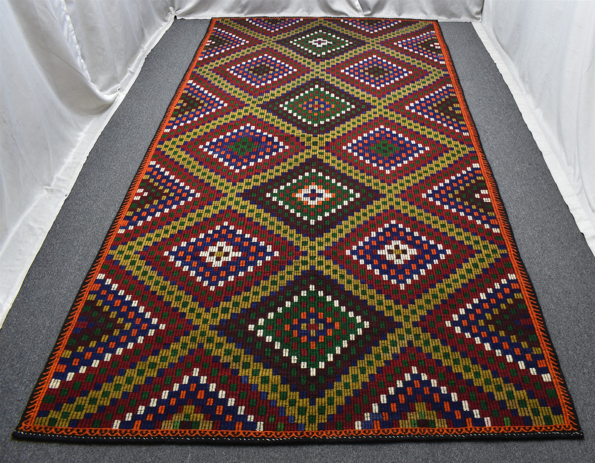 Yeni El Dokuması Yekpare Otantik Uşak Yörük Cecim Yün Kilim 7527