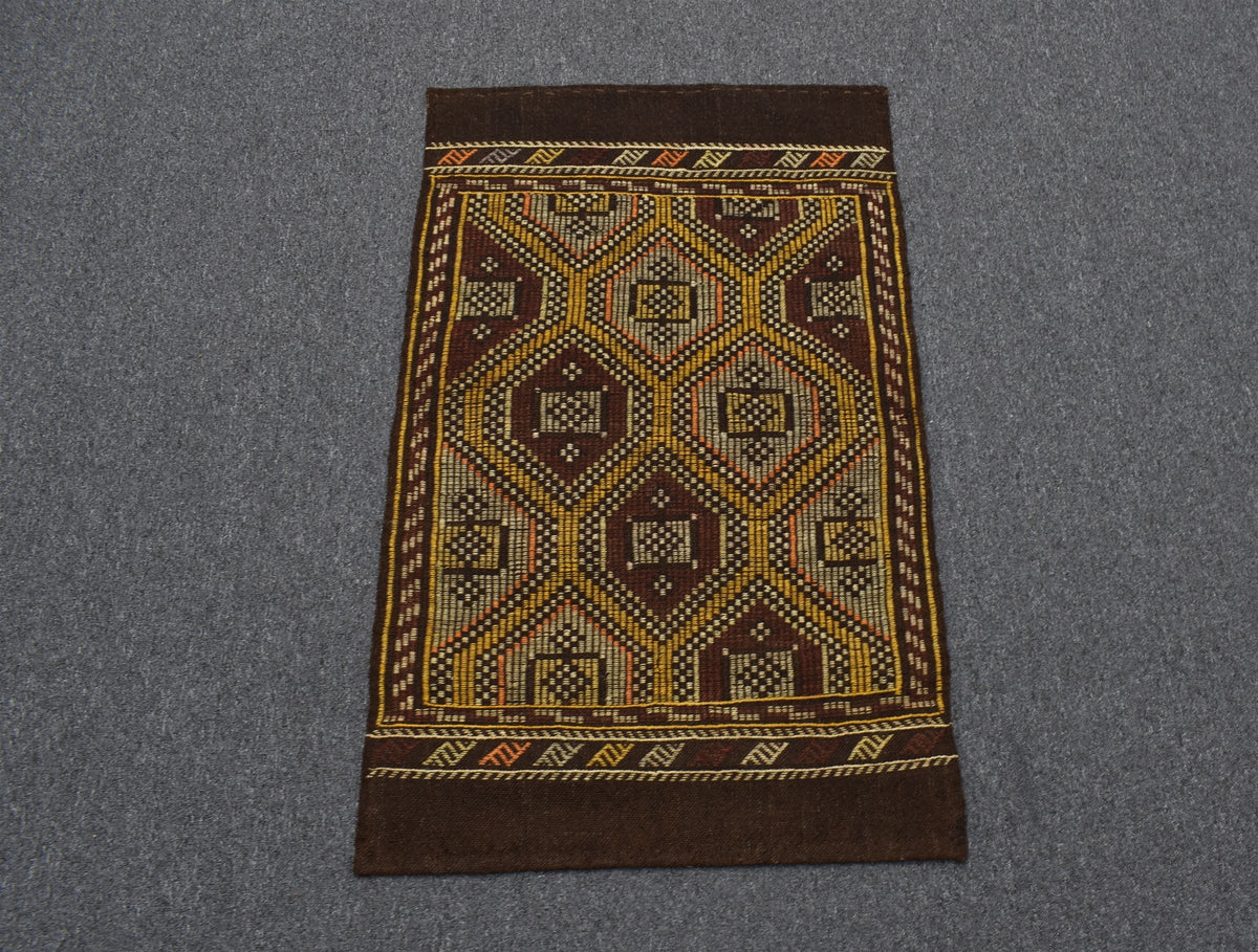 El Dokuması Ender Geometrik Karapınar Yörük Yün Cecim Kilim 7542
