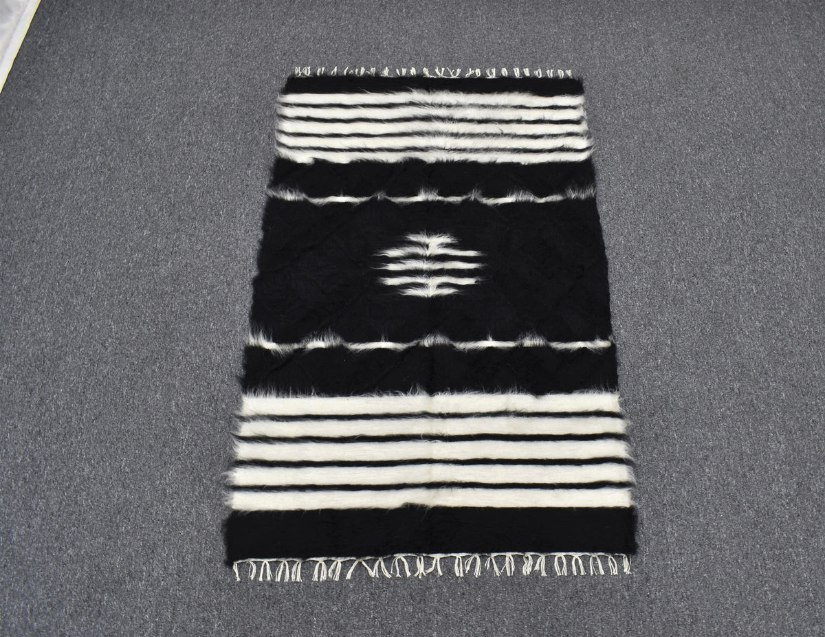 Yeni El Dokuma Eşsiz Yün Tiftik Siirt Battaniyesi Kilim 7598