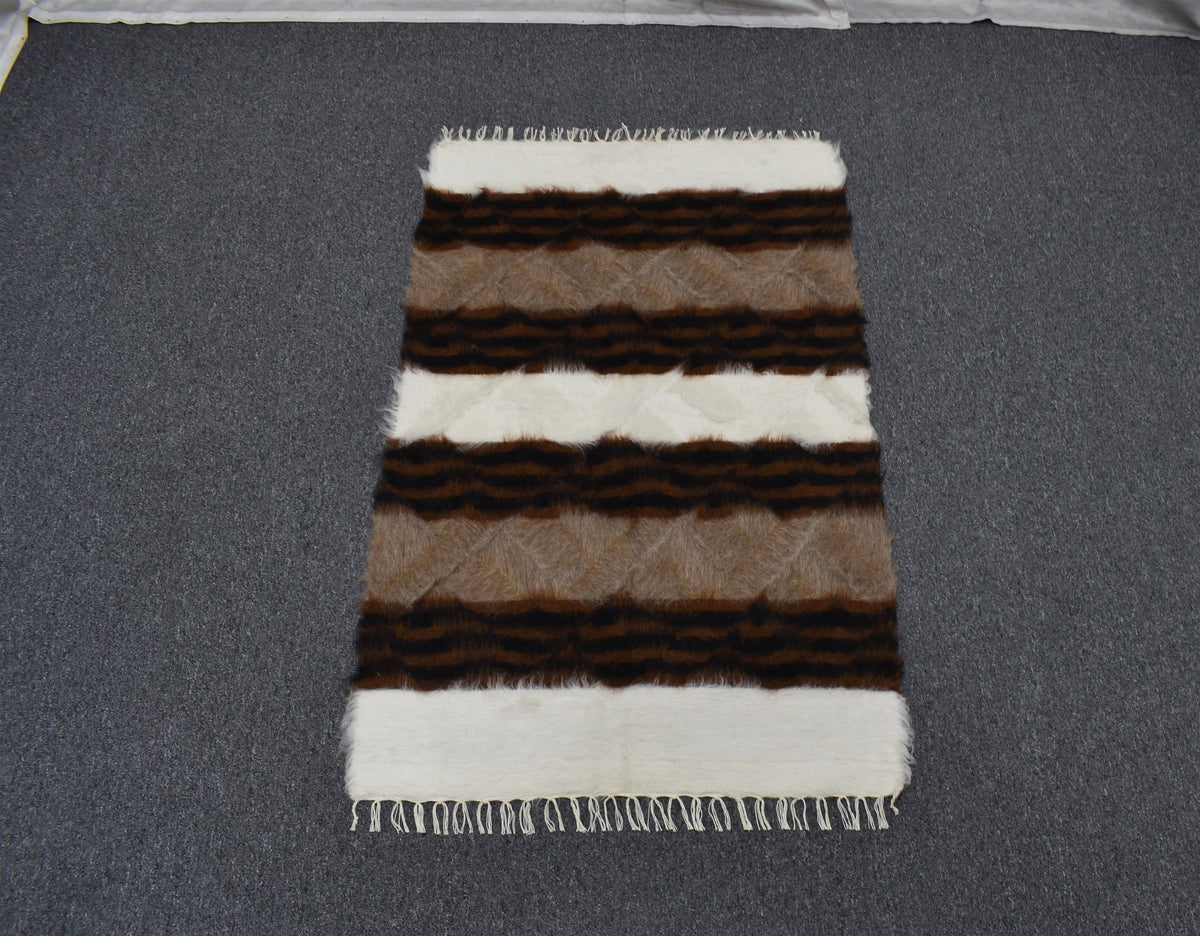 Yeni El Dokuma Nadir Yün Tiftik Siirt Battaniyesi Kilim 7601