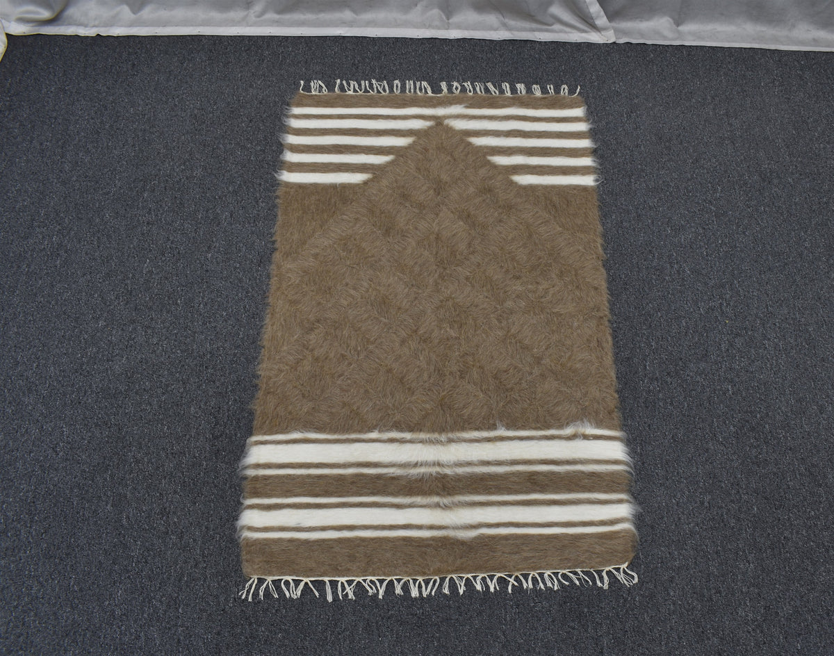 Yeni El Dokuma Namazlık Seccade Yün Tiftik Siirt Battaniyesi Kilim 7622