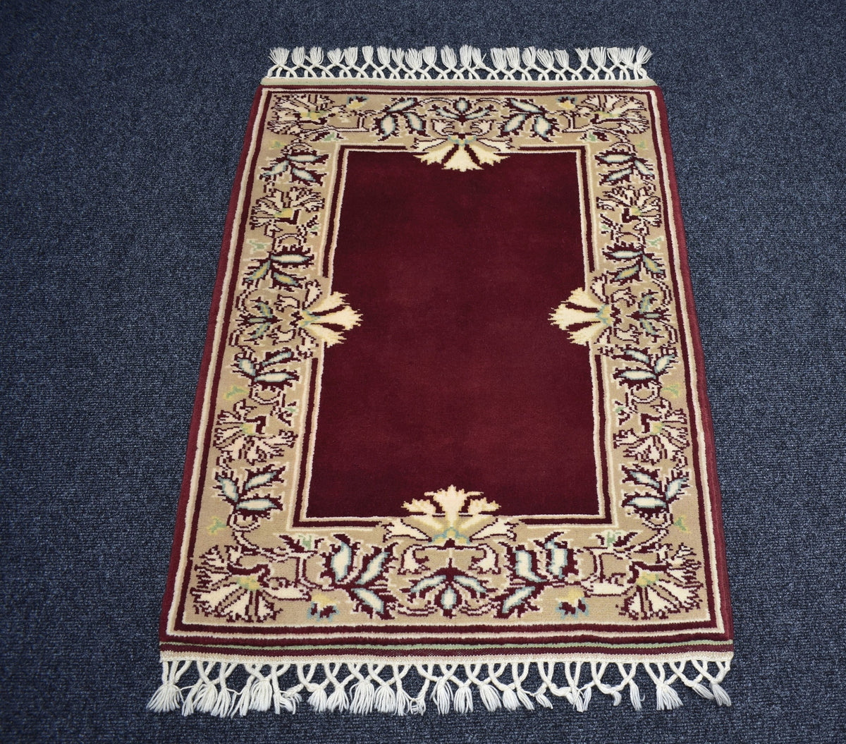 Yeni El Dokuma Modern Bordo Milas Yün Halı 7774